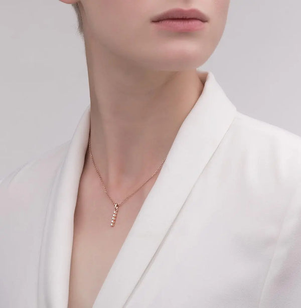 Diamonds with Rose Gold pendant necklace - cushionblue