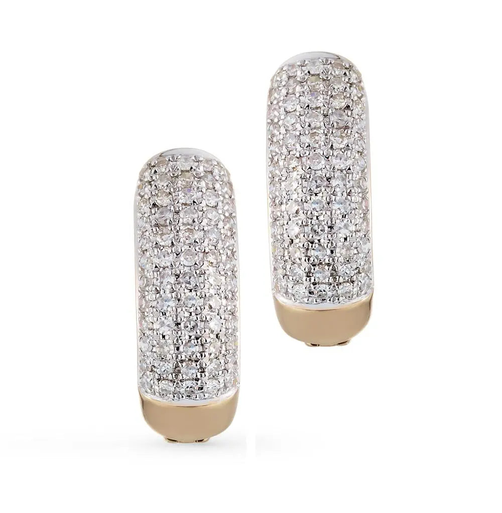 Yellow Gold Latch back earrings with diamonds(0.17 ct, 0.09ct) - cushionblue