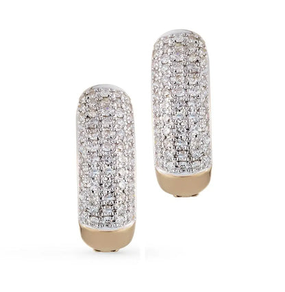 Yellow Gold Latch back earrings with diamonds(0.17 ct, 0.09ct) - cushionblue