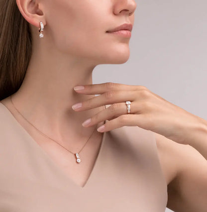 Rose Gold Huggie earrings with diamonds(0.36ct) Cushionblue