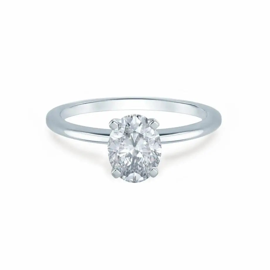Oval Cut White Gold Diamond Solitaire Ring - cushionblue