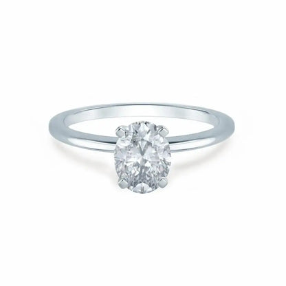 Oval Cut White Gold Diamond Solitaire Ring - cushionblue