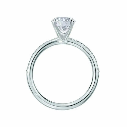 Princess Cut White Gold Petite Pavé Shoulder Set Solitaire Ring - cushionblue