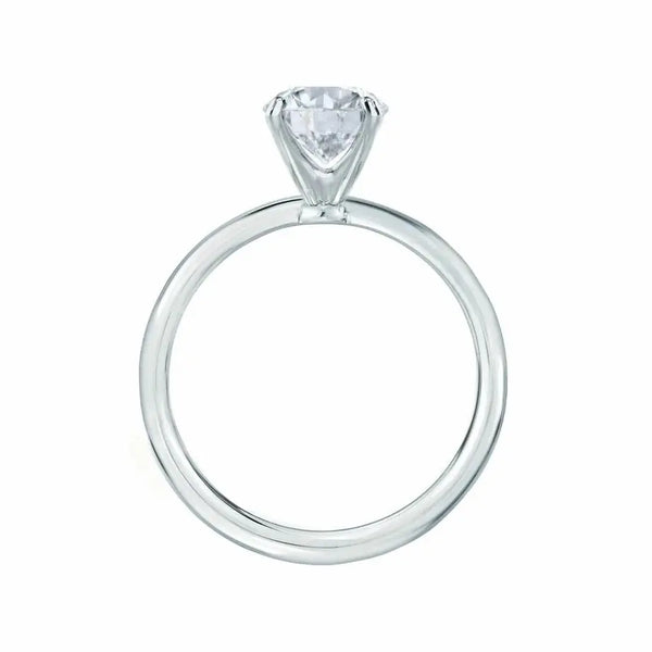 Oval Cut White Gold Plain Mount 4 Prong Solitaire Ring - cushionblue
