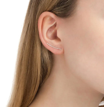 White Gold Ear cuffs earrings with diamonds(0.09 ct) - cushionblue