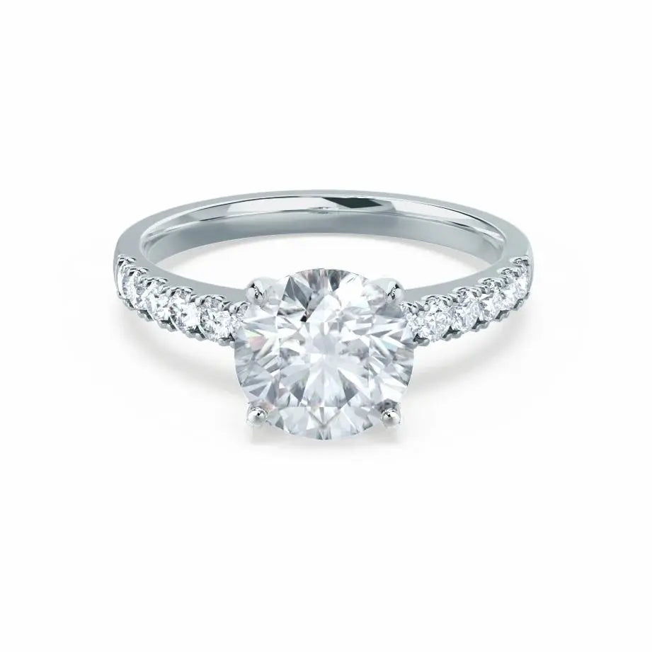 Scalloped Pavé Platinum Diamond Engagement Ring - cushionblue