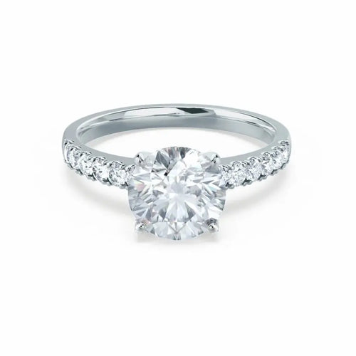 Scalloped Pavé Platinum Diamond Engagement Ring - cushionblue
