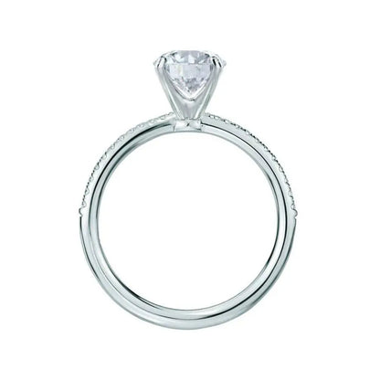 Emerald Cut Platinum Petite Pavé Shoulder Set Solitaire Ring - cushionblue