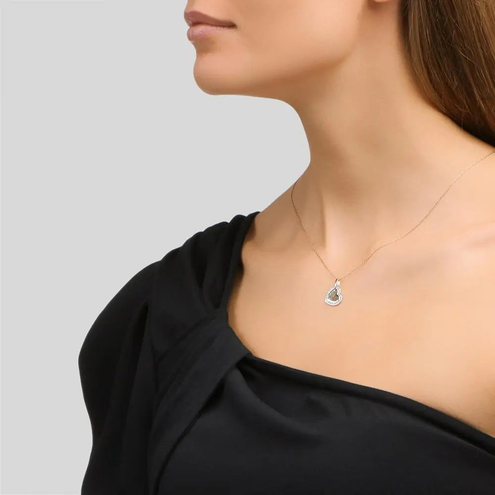 Heart shape Rose Gold pendant necklace with diamonds - cushionblue