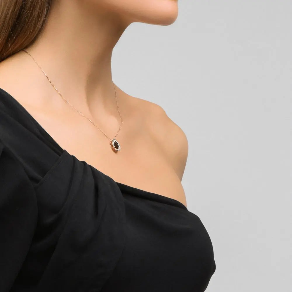 Diamonds with Rose Gold Heart pendant necklace - cushionblue