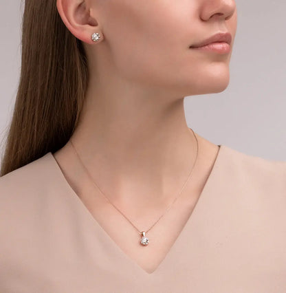 Rose Gold Studs with screws earrings with diamonds(0.14ct, 0.06ct) Cushionblue