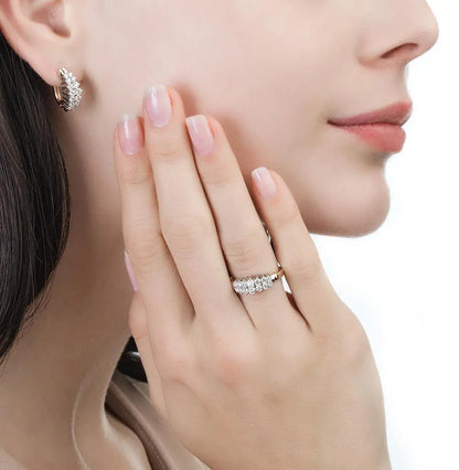 Rose Gold Latch back earrings with diamonds(1.00 ct) - cushionblue