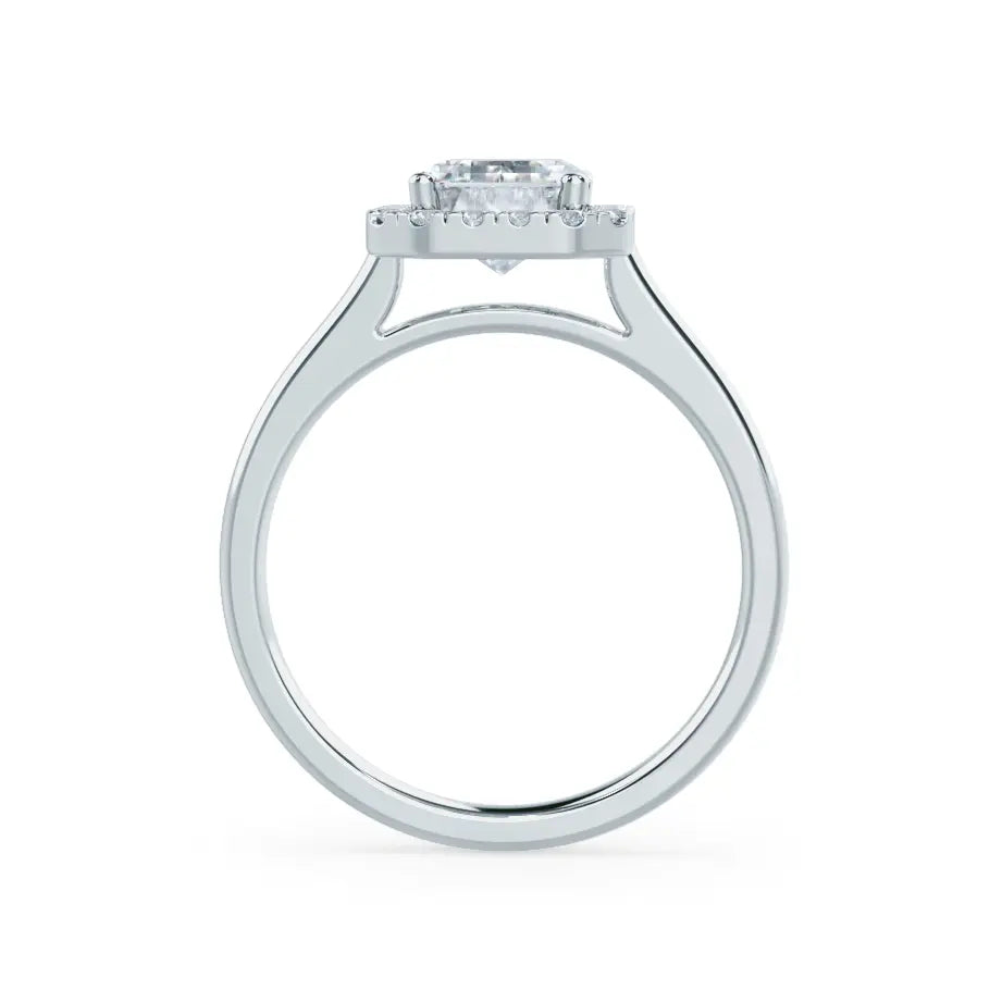 Emerald Cut Natural Diamond White Gold Halo Ring (1.75ct) - cushionblue