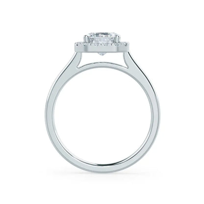 Emerald Cut Natural Diamond White Gold Halo Ring (1.75ct) - cushionblue