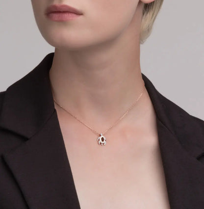 Rose Gold Oval cut Turtle pendant necklace with rauchtopaz and diamonds - cushionblue