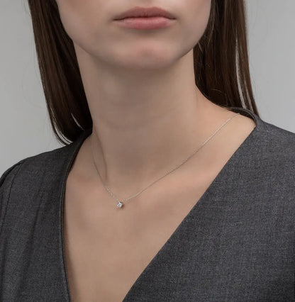 Single Diamond White Gold necklace Diamond - cushionblue