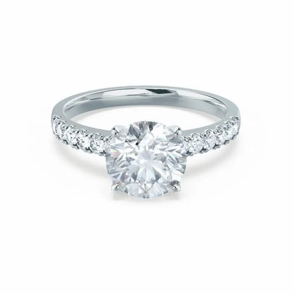 Scalloped Pavé White Gold Diamond Engagement Ring - cushionblue