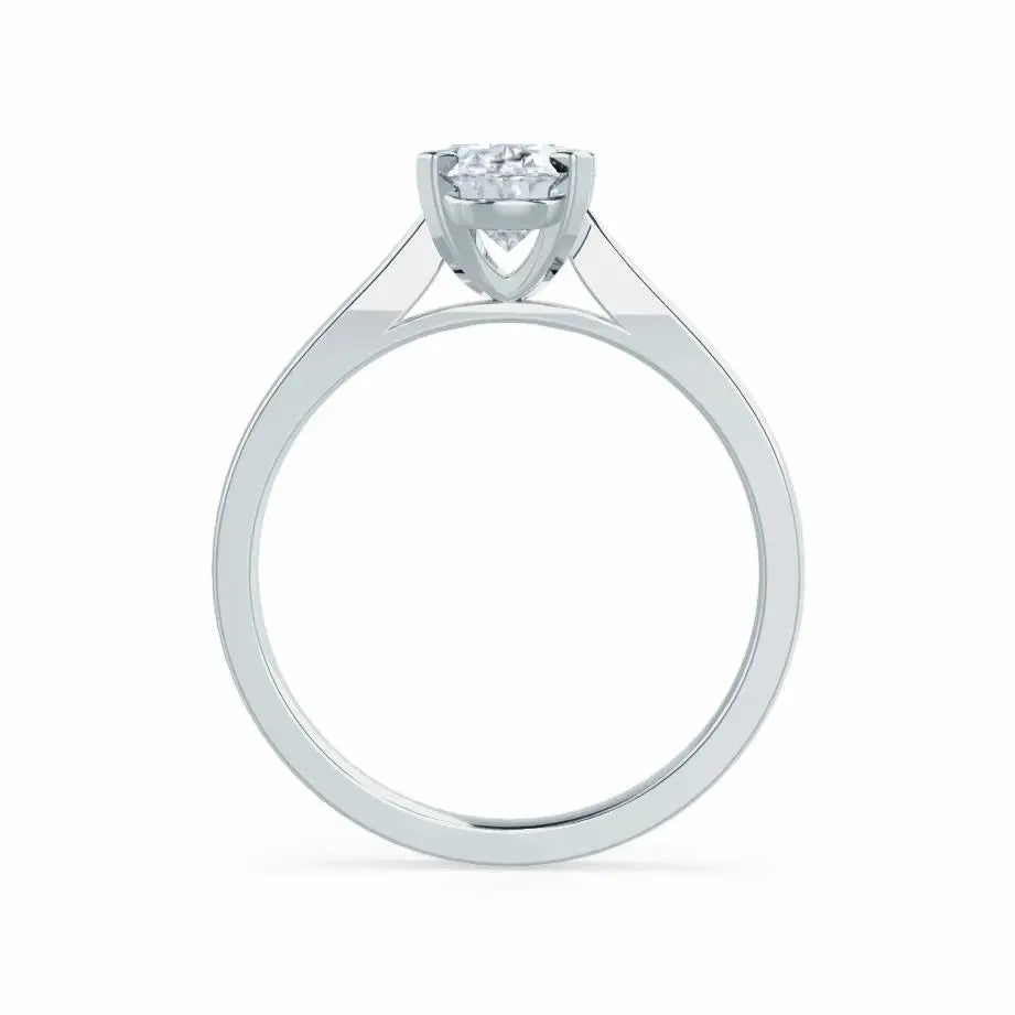 Oval Cut White Gold tapered mount Diamond Solitaire Ring - cushionblue