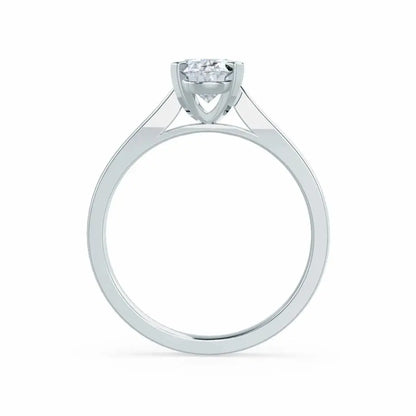 Oval Cut White Gold tapered mount Diamond Solitaire Ring - cushionblue