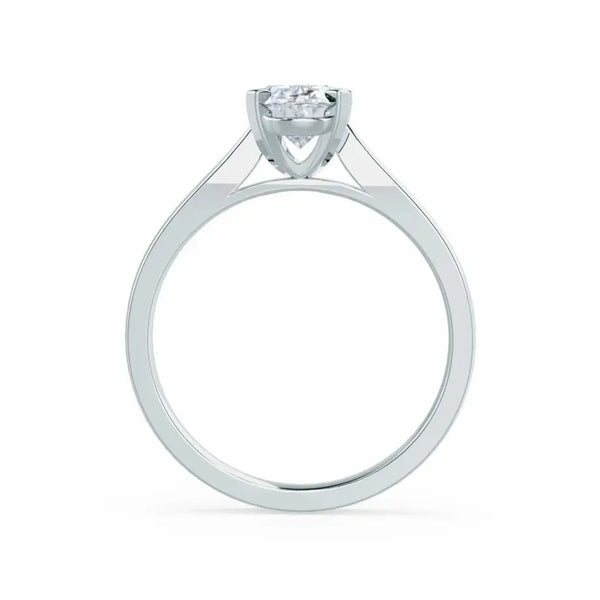 Oval Cut White Gold tapered mount Diamond Solitaire Ring - cushionblue