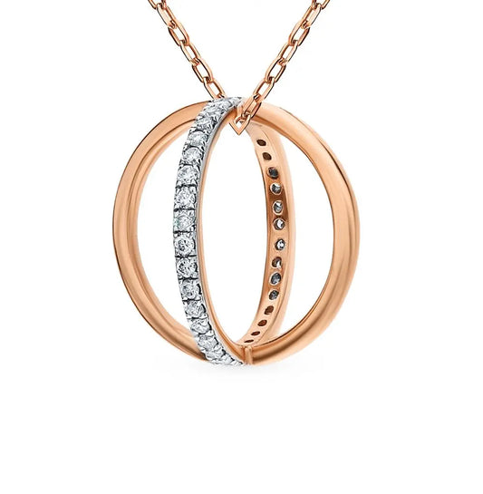 Rose Gold Circle type pendant necklace with diamonds - cushionblue