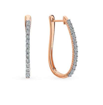 Rose Gold Latch back earrings with diamonds(0.10 ct) - cushionblue