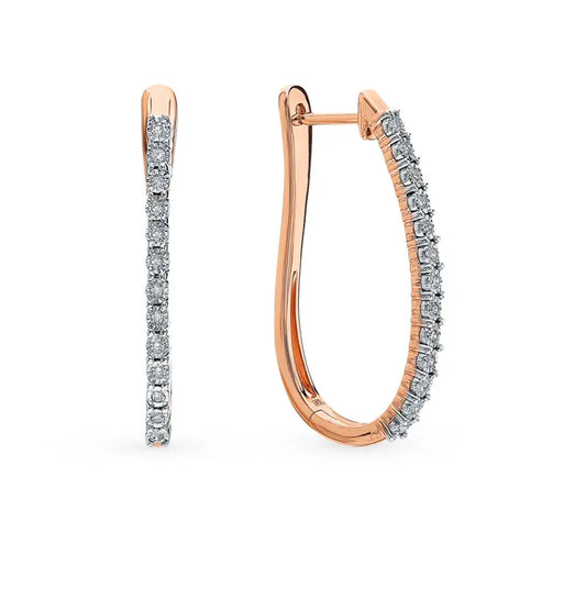 Rose Gold Latch back earrings with diamonds(0.10 ct) - cushionblue