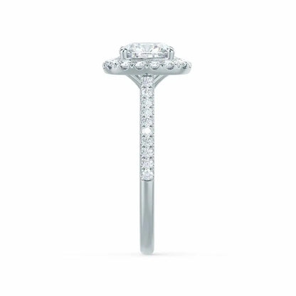 Cushion cut Natural Diamond White Gold Halo Ring - cushionblue