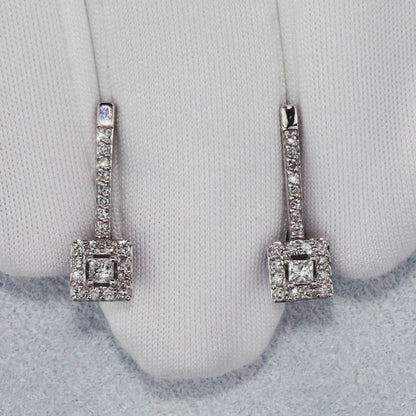 White Gold Latch back Unique earrings with diamonds (0.25ct)