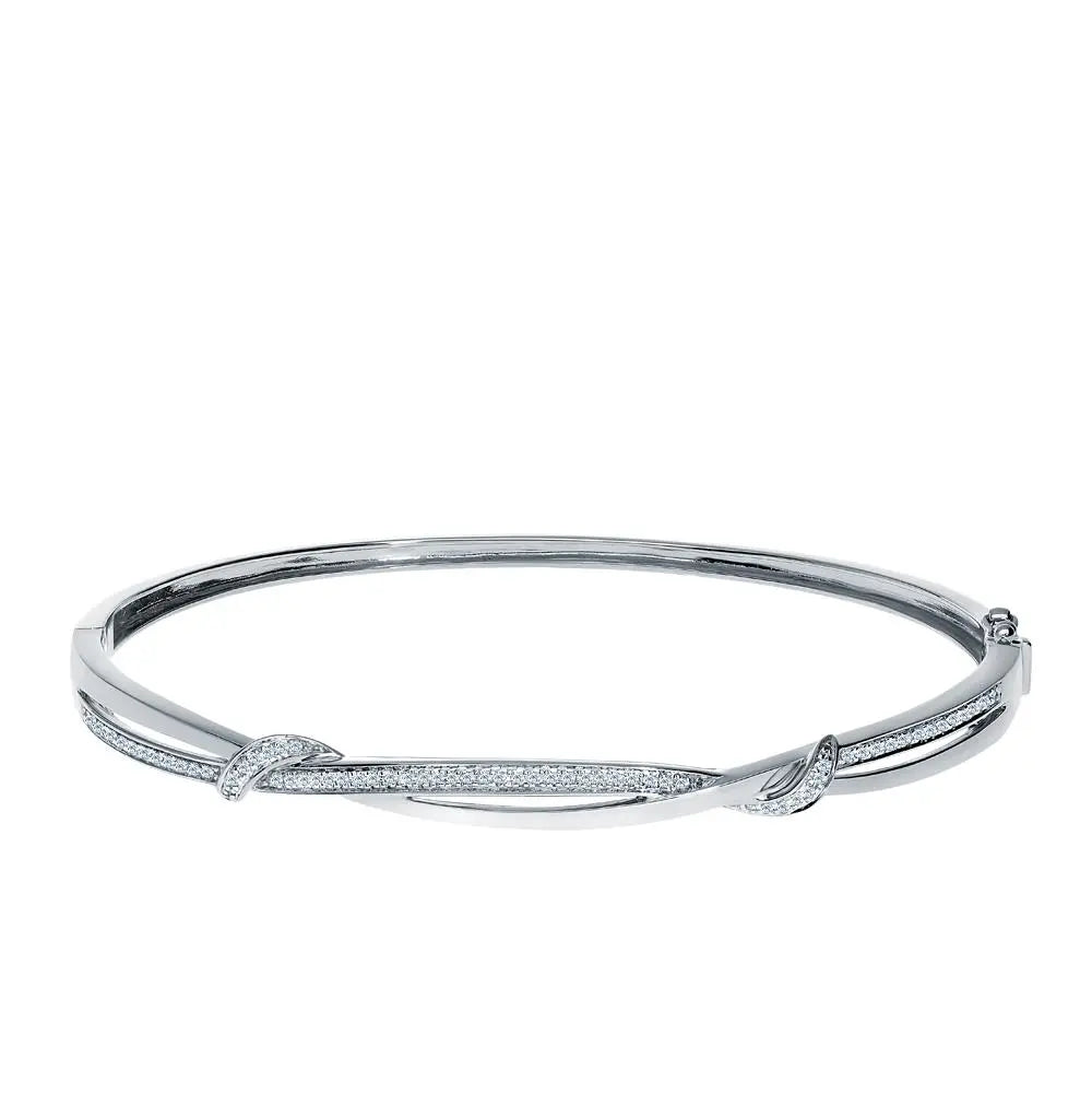 White Gold Bangle Bracelets in 10K (0.17tcw) - cushionblue