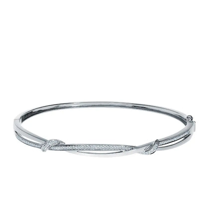 White Gold Bangle Bracelets in 10K (0.17tcw) - cushionblue