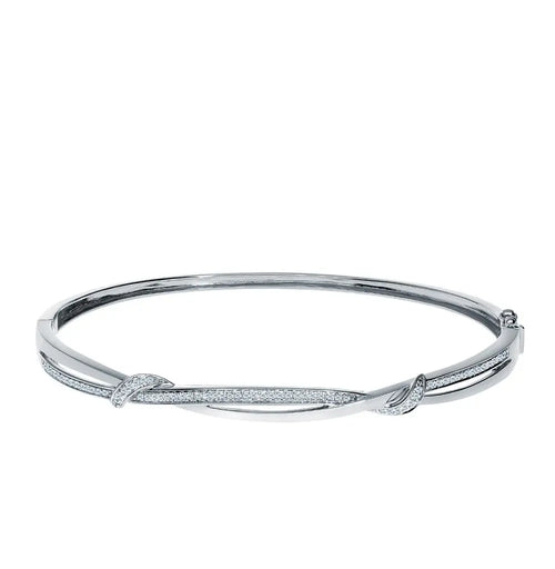 White Gold Bangle Bracelets in 10K (0.17tcw) - cushionblue