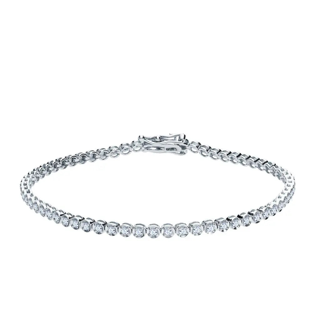White Gold Tennis Bracelets in 10K (0.90tcw) - cushionblue