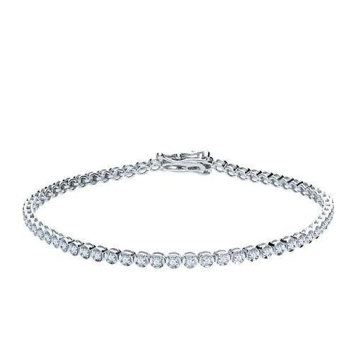 White Gold Tennis Bracelets in 10K (0.90tcw) - cushionblue