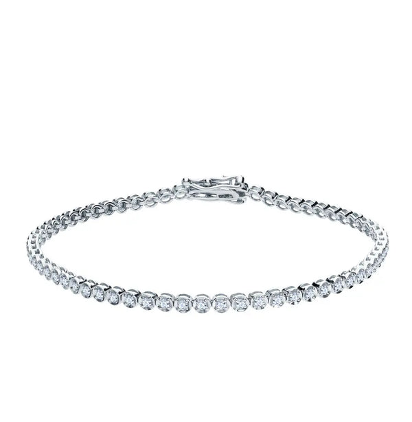 White Gold Tennis Bracelets in 10K (0.90tcw) - cushionblue
