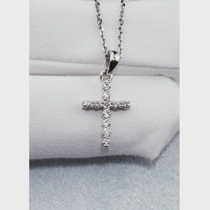 White Gold Cross pendant necklace with diamond