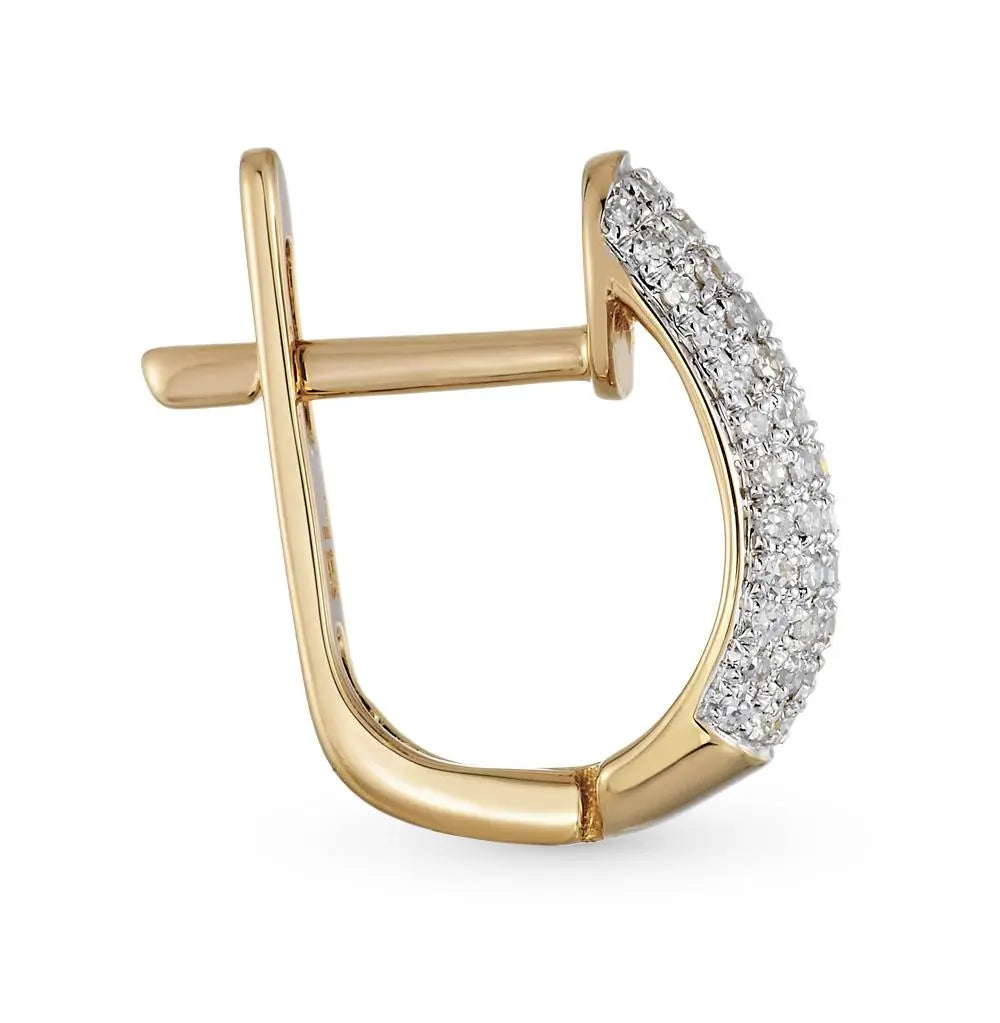 Yellow Gold Latch back earrings with diamonds(0.17 ct, 0.09ct) - cushionblue