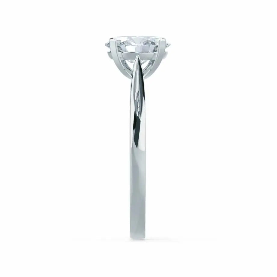 Oval Cut White Gold tapered mount Diamond Solitaire Ring - cushionblue