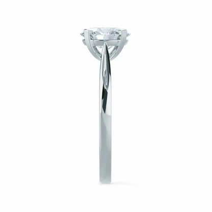 Oval Cut White Gold tapered mount Diamond Solitaire Ring - cushionblue