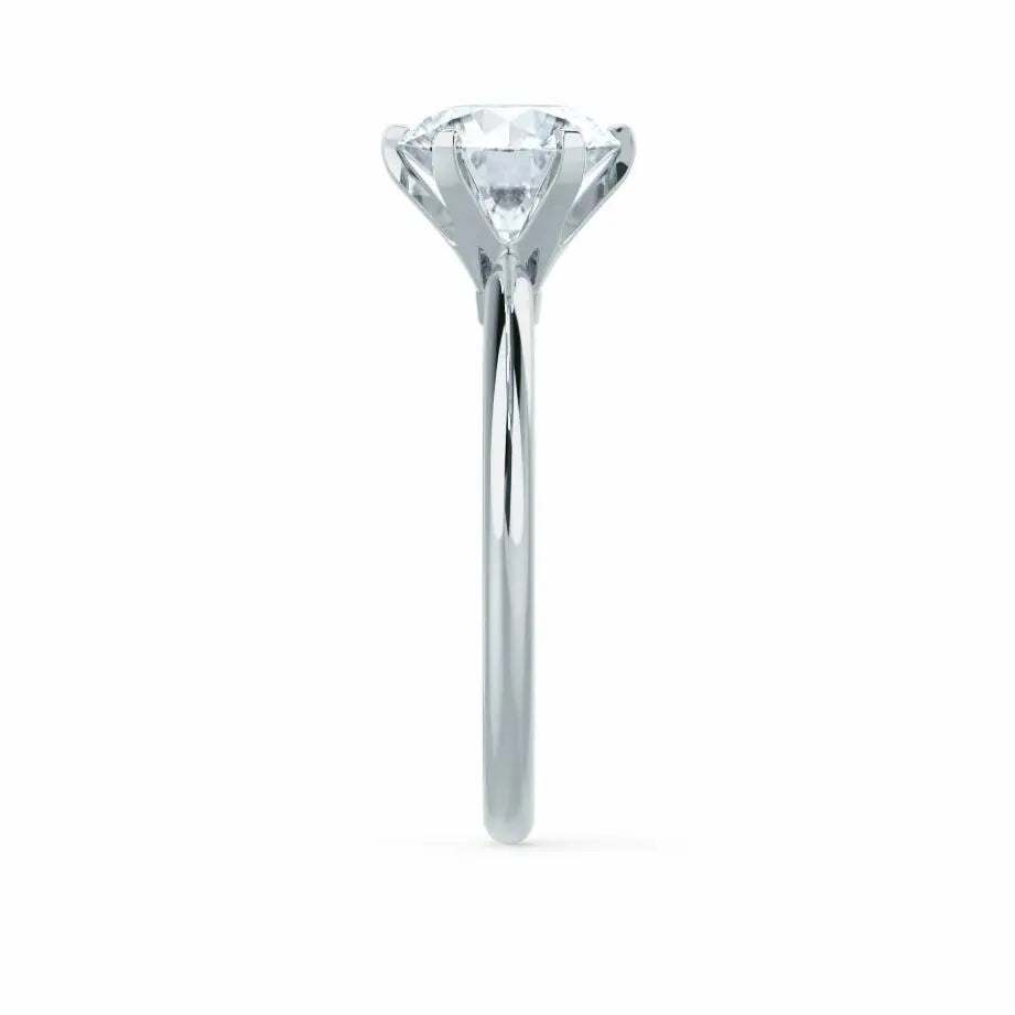 6 Prong Knife Edge Round Cut Natural Diamond Solitaire Platinum Ring - cushionblue
