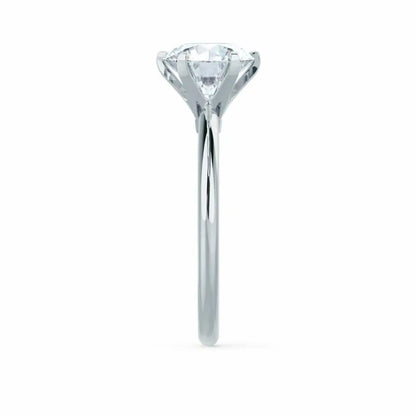 6 Prong Knife Edge Round Cut Natural Diamond Solitaire Platinum Ring - cushionblue