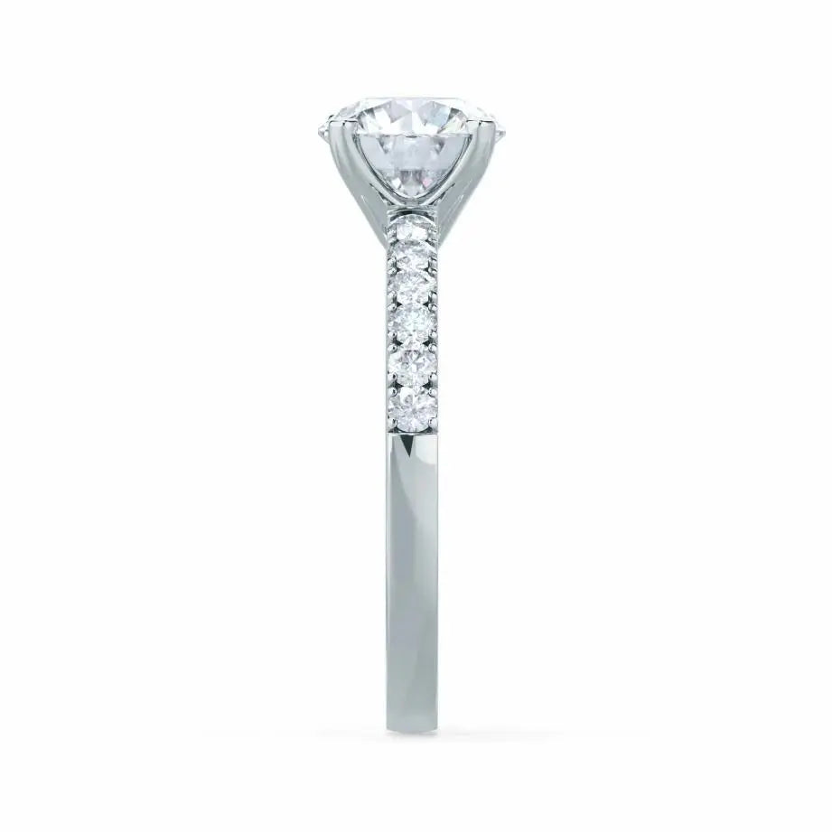 Scalloped Pavé White Gold Diamond Engagement Ring - cushionblue