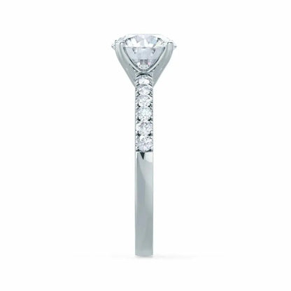 Scalloped Pavé White Gold Diamond Engagement Ring - cushionblue
