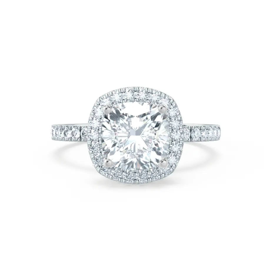 Cushion cut Natural Diamond Platinum Halo Ring 0.33ct - cushionblue
