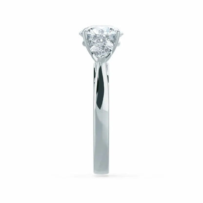 Round & Pear Cut Diamond White Gold Trilogy Ring - cushionblue