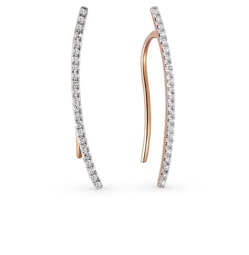 Rose Gold Ear cuffs earrings with diamonds(0.08 ct) - cushionblue