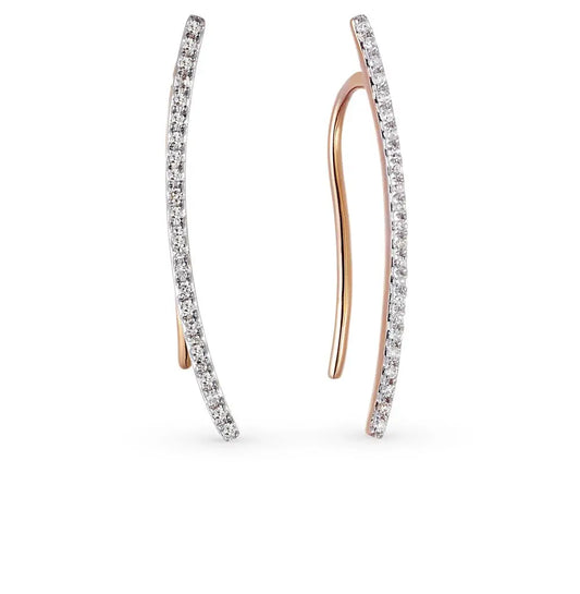 Rose Gold Ear cuffs earrings with diamonds(0.08 ct) - cushionblue