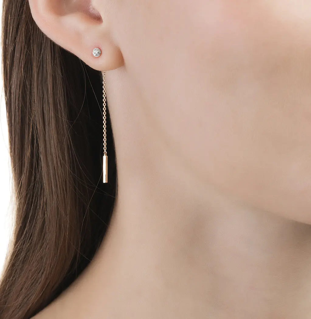 Rose Gold Studs with screws earrings with diamonds(0.11ct) Cushionblue