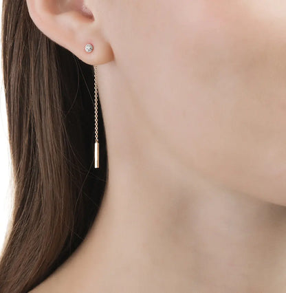 Rose Gold Studs with screws earrings with diamonds(0.11ct) Cushionblue