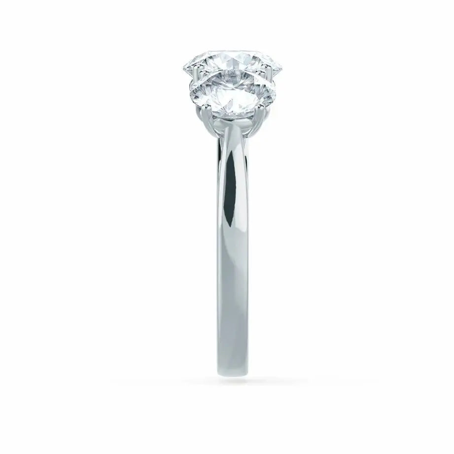 Round Brilliant Cut White Gold Trilogy Ring - cushionblue